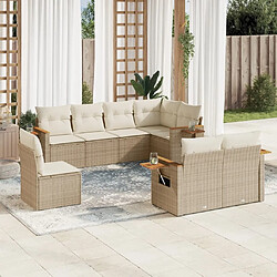 Maison Chic Salon de jardin avec coussins 8 pcs | Ensemble de Table et chaises | Mobilier d'Extérieur beige résine tressée -GKD61119