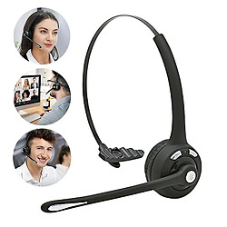 Universal Casque bluetooth sur casque casque sans fil, casque mono-oreille pour téléphone portable PC avec microphone d'annulation de bruit 