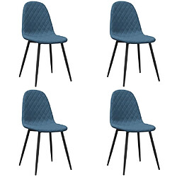 vidaXL Chaises à manger lot de 4 Bleu Velours