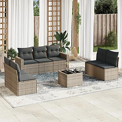 vidaXL Salon de jardin 8 pcs avec coussins gris résine tressée 