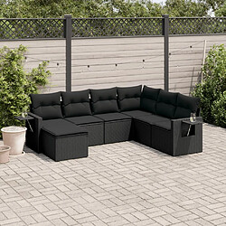 Maison Chic Ensemble Tables et chaises d'extérieur 7pcs avec coussins,Salon de jardin noir résine tressée -GKD713512