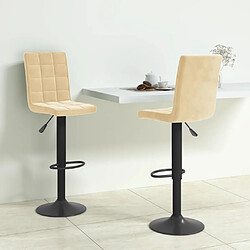 vidaXL Tabourets de bar lot de 2 crème velours