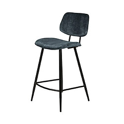 Mes Lot de 2 chaises de bar H68 en tissu velours bleu nuit - SITEA