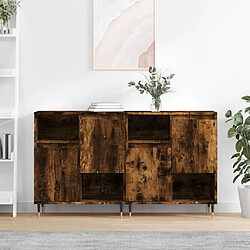 Maison Chic Ensemble de 2 Buffets,commode,console pour rangement chêne fumé bois d'ingénierie -MN14911