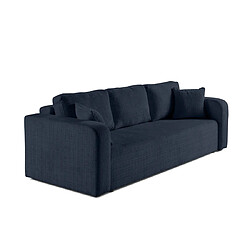 Bestmobilier Miro - canapé droit 3 places - convertible avec coffre - en velours texturé Miro - canapé droit 3 places - convertible avec coffre - en velours texturé - Bleu