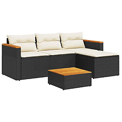 vidaXL Salon de jardin 3 pcs avec coussins noir résine tressée