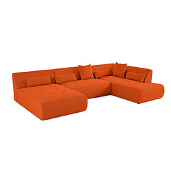 Lisa Design Onyx - canapé panoramique d'angle droit - 7 places - en tissu mailles 3D Onyx - canapé panoramique d'angle droit - 7 places - en tissu mailles 3D - Orange