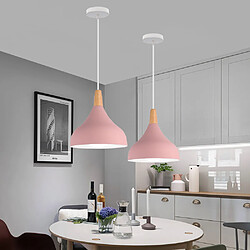 Stoex Lampe À Suspension Moderne Nordique Plafonnier D'Intérieur Lustre Minimaliste Abat-Jour en Métal, Rose Pour Chambre À Coucher, Cuisine, E27