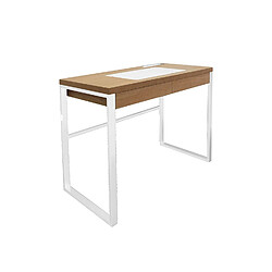 The Home Deco Factory Bureau en métal et MDF - L. 100 x H. 74 cm - Blanc et Beige The Home Deco Factory - Bureau en métal et MDF - L. 100 x H. 74 cm - Blanc et Beige - Scandinave