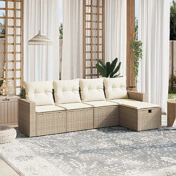 vidaXL Salon de jardin avec coussins 5 pcs beige résine tressée