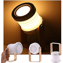 Universal Lampe de bureau, lumineuse rétractable et pliante, lampe de lecture à LED, poignée en bois, lampe à lanterne, luminosité dimmible de niveau 3, recharge USB, soins oculaires, (blanc) pas cher