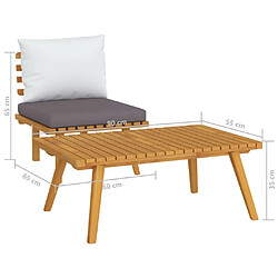 vidaXL Salon de jardin 2 pcs avec coussins Bois d'acacia solide pas cher