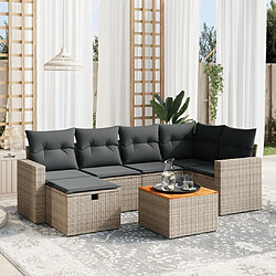 Maison Chic Salon de jardin avec coussins 7 pcs, Ensemble Tables et chaises de jardin, gris résine tressée -GKD194613