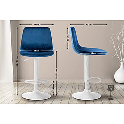 Non Lot de 2 tabourets de bar Divo velours blanc