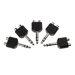 Adaptateur RCA Y Splitter 5pcs 6.5mm Mâle à Double Rca Femelle Splitter Av Adaptateur Audio / Vidéo Connecteur