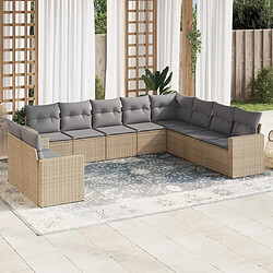 Maison Chic Salon de jardin avec coussins 10 pcs | Ensemble de Table et chaises | Mobilier d'Extérieur beige résine tressée -GKD55390