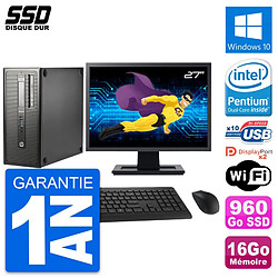 PC Tour HP EliteDesk 800 G1 Ecran 27" G3220 RAM 16Go SSD 960Go Windows 10 Wifi · Occasion 