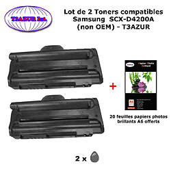 Pack 2 Toners génériques SCX-D4200A pour imprimante Samsung SCX4200 +20f A6 brillantes - T3AZUR 