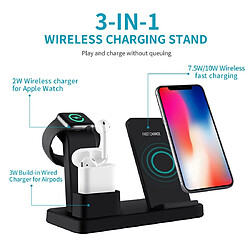 Wewoo Chargeur sans fil Q12 rapide 3 en 1 pour iPhoneApple WatchAirPods et autres téléphones intelligents Android Noir