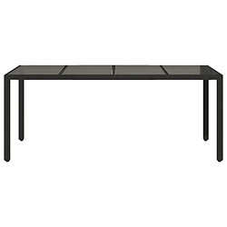 Avis vidaXL Table de jardin dessus en verre Noir 190x90x75cm Résine tressée