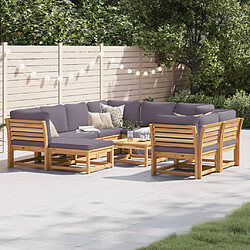 vidaXL Salon de jardin avec coussins 10 pcs bois massif d'acacia