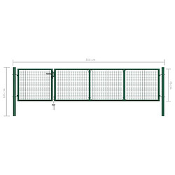 vidaXL Portillon Acier 350x75 cm Vert pas cher