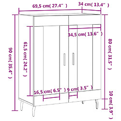 vidaXL Buffet chêne marron 69,5x34x90 cm bois d'ingénierie pas cher