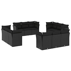 Maison Chic Salon de jardin 12 pcs avec coussins, Ensemble Tables et chaises d'extérieur noir résine tressée -GKD275340