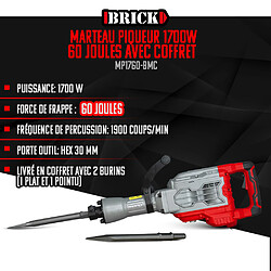 Marteau piqueur 1700W - 60 Joules avec coffret - Brick