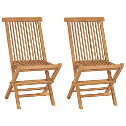 Maison Chic Lot de 2 Chaises pliables de jardin - Fauteuil d'extérieur Bois de teck solide -MN40266