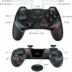 NC Manette sans Fil pour Switch - Nintendo - Double Vibration, Turbo, Gyroscope - Noir