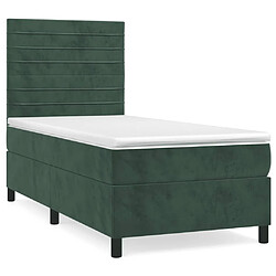 Maison Chic Lit Adulte - Lit simple Lit à sommier tapissier avec matelas moelleux - Meuble de Chambre - Vert foncé 100x200 cm -MN93763