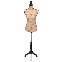 vidaXL Buste de couture Mannequin de Femme Marron et Noir Jute