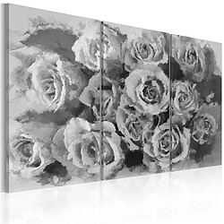 Decoshop26 Tableau toile de décoration murale impression premium en 3 parties sur châssis en bois motif Douze roses Triptyque 90x60cm 11_0016238 