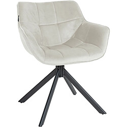 Decoshop26 Chaise de salle à manger fauteuil lounge rotatif en velours crème cadre métallique noir BUR10674 