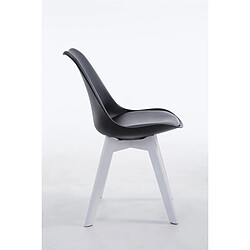 Avis Decoshop26 Chaise de salle à manger x1 design scandinave en PVC et plastique noir et piètement à 4 pieds en bois blanc 10_0003309