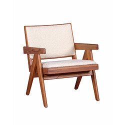 Nest Dream Fauteuil classique avec accoudoirs en bois de teck et tissu bouclé - Compass