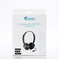 Casque micro HEDEN Bluetooth connexion BT ou câble jack 3.5 micro pivotant, arceau réglable noir