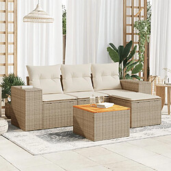 vidaXL Salon de jardin avec coussins 5 pcs beige résine tressée 