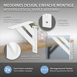 Acheter ML-Design 8x Équerres étagère mural support d'angle en aluminium blanc robuste 180x180 mm