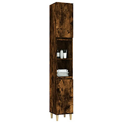 Acheter Maison Chic Armoire de bain,Meuble de rangement de salle de bain,Meuble haut chêne fumé 30x30x190 cm bois d'ingénierie -GKD618784