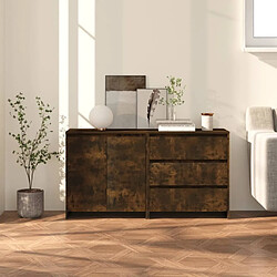 Maison Chic Ensemble de 2 Buffets,commode,console pour rangement Chêne fumé Bois d'ingénierie -MN36127