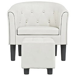 Avis Maison Chic Fauteuil cabriolet et repose-pieds,Fauteuil luxe pour relax blanc similicuir -MN63324