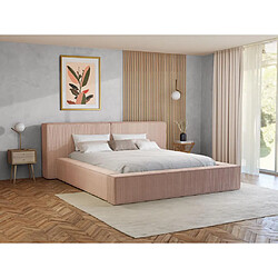 Lit coffre 180 x 200 cm - Velours côtelé - Rose + Matelas - TIMANO de Pascal Morabito pas cher