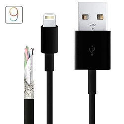 Wewoo Câble noir pour iPhone X / 8 et 8 Plus / 7 7 Plus / 6 6S 6 Plus 6S Plus / 5 & 5S SE 5C / iPad 1m Super qualité Multibrins TPE USB Sync Données / de charge, iOS 9.0 Dispositif,