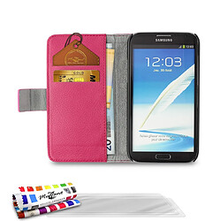 Muzzano Etui + 3 Films SAMSUNG GALAXY NOTE 2 ""Folio"" Rose bonbon Etui ? Rabat ""Le Folio"" Premium Rose bonbon pour SAMSUNG GALAXY NOTE 2 + 3 Films de protection ?cran