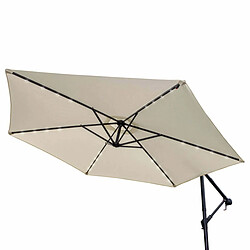 Monstershop Parasol Crème 3m avec LED's Intégrés avec Base Ronde