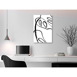 Decoshop26 Tableau toile de décoration murale impression premium en partie sur châssis en bois motif Monstera blanc 40x60cm 11_0015817