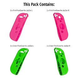 Orzly Etuis de Protection Flexicase pour manettes Joy-Con de la Switch - Duo-Pack (2x ROSE & 2x VERT)