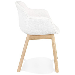 Avis Alterego Chaise avec accoudoirs 'MOUTOU' en tissu mouton blanc et pieds en bois naturel